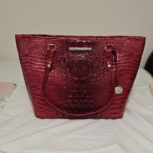 NWT Brahmin Medium Asher Tote in Merlot Ombre Melbourne Croc Embossed Leather